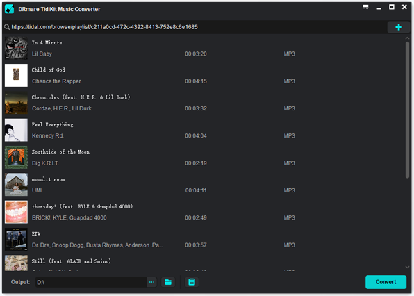 add tidal songs to drmare tidal converter