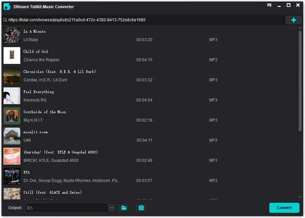 load tidal music playlist to drmare program