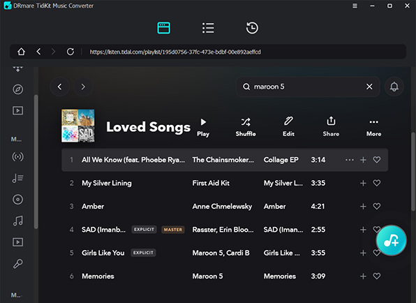 add tidal music playlist to drmare