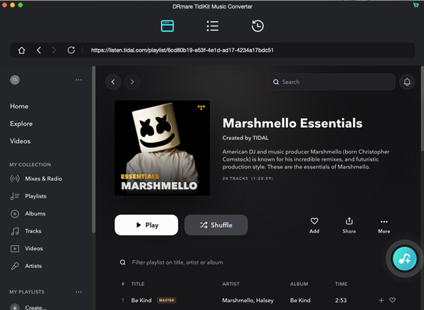 load tidal playlist to drmare tidal converter mac