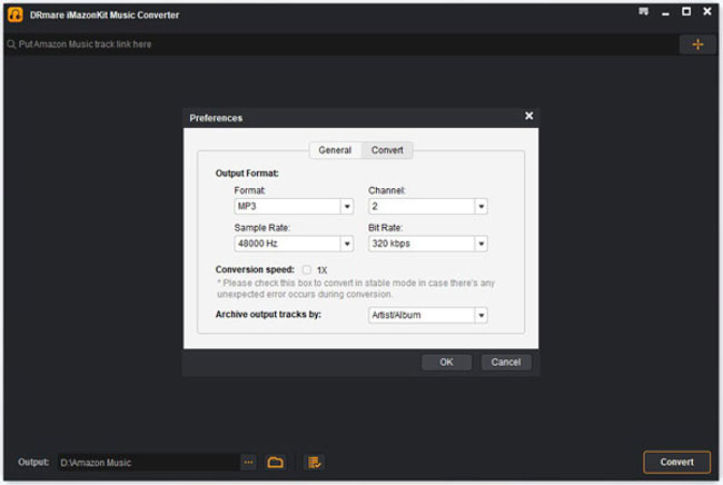 reset amazon music output parameters