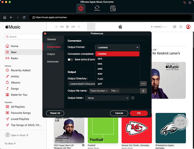 set output format of apple music