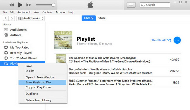 burn itunes audiobook to cd