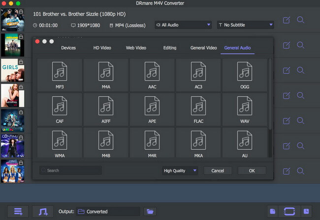 set output format as m4r