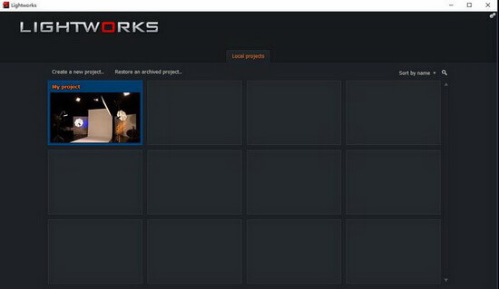 create new project on lightworks