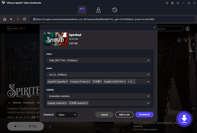 customize download settings and download apple tv movies