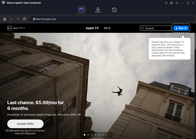 sign in apple tv account within drmare