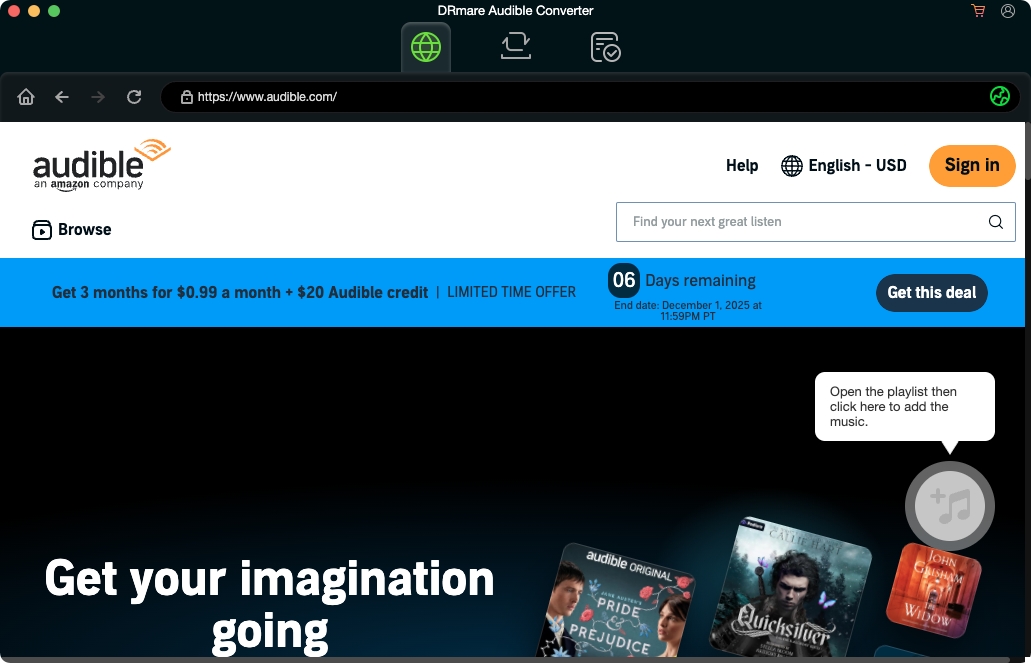 log in audible within drmare mac