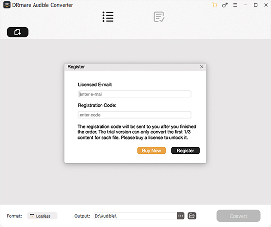 register drmare audible converter