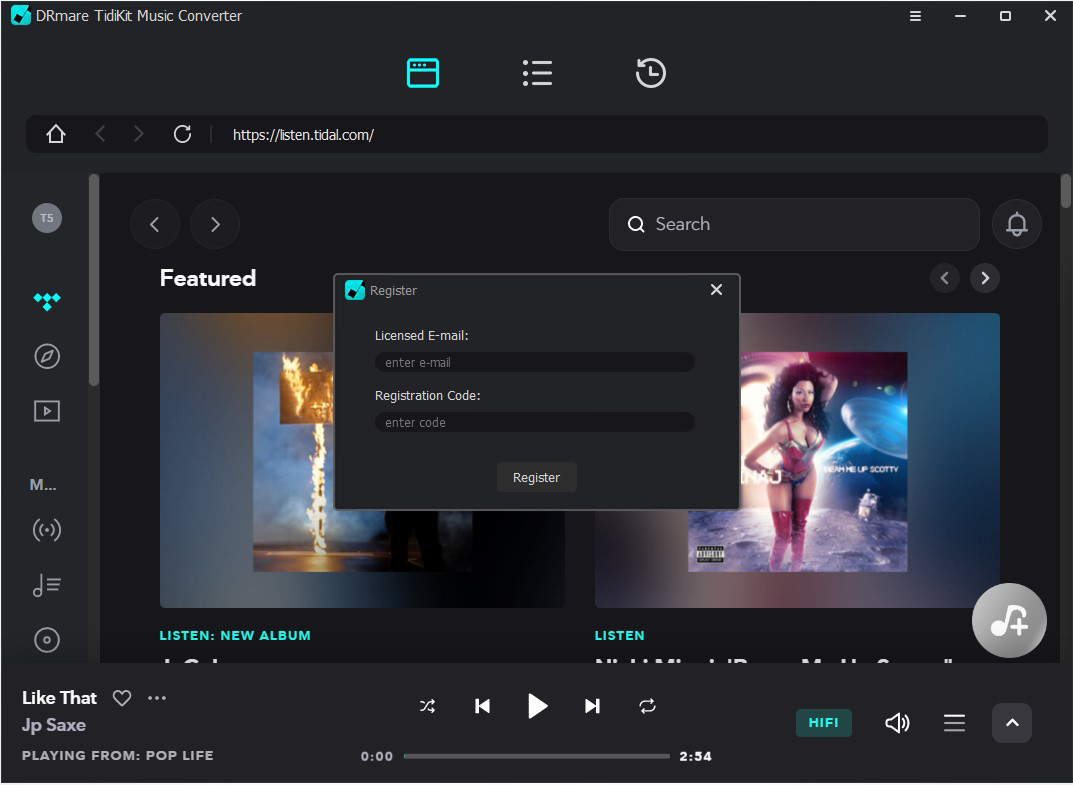 register drmare tidal music converter