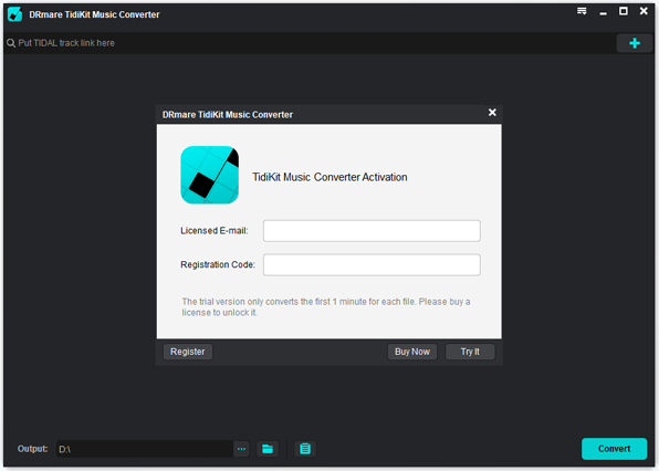 register drmare tidal music converter