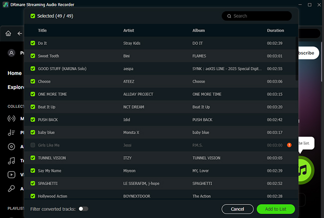 add tidal songs to drmare tidal downloader