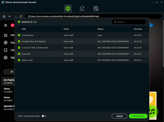 add youtube music to rip