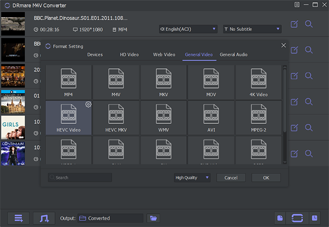 drmare m4v converter output settings