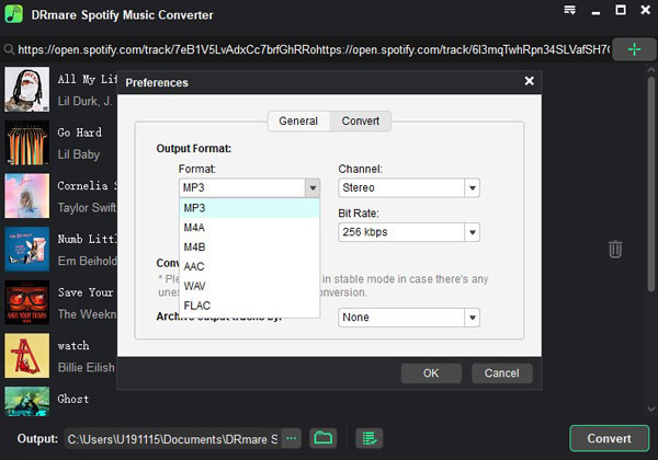 configure output settings for spotify autoplay songs