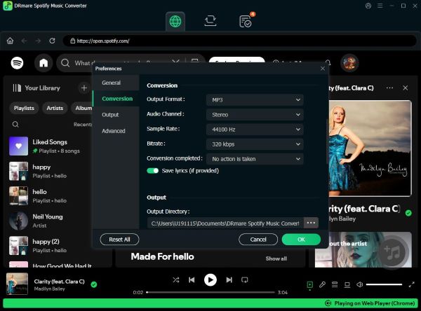 set spotify audio output settings